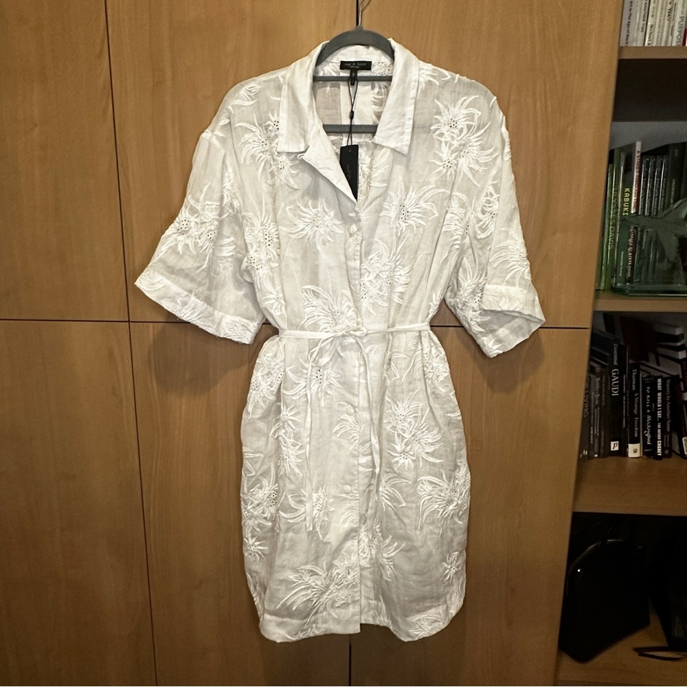 Rag & Bone Reed embroidered ramie shirtdress